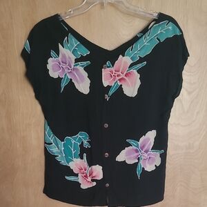 Floral Black Top